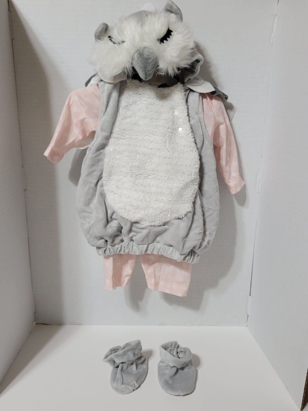 Baby Plush Owl Bird Costume Hooded Romper & Booties 0-6M